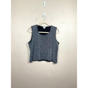 VTG Womens Plus Size Sleeveless Sparkly Tank Top 2X Silver Disco Party New Years